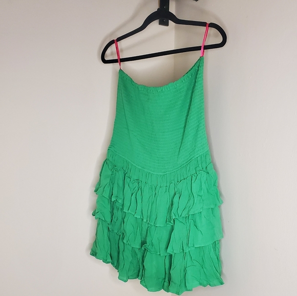 Betsey Johnson Rosie Strapless Tiered Mini Dress Green - Picture 4 of 16